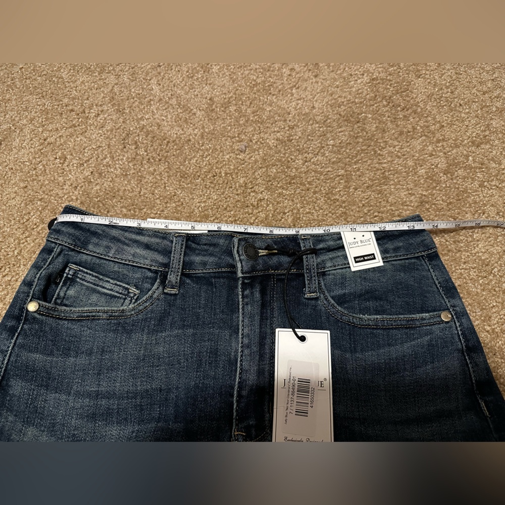 NWT Judy Blue High Waist Wide Leg Crop Jeans Dark Blue Size 7/28 - Picture 12 of 14